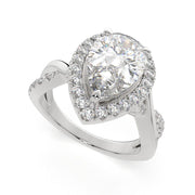 Celestina Pear Cut Halo Pave Split Shank Engagement Ring Setting - Nivetta